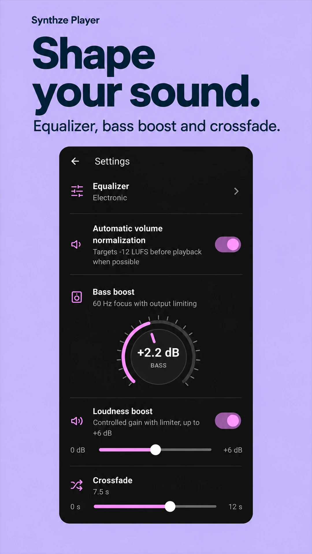 Synthze Player equalizer