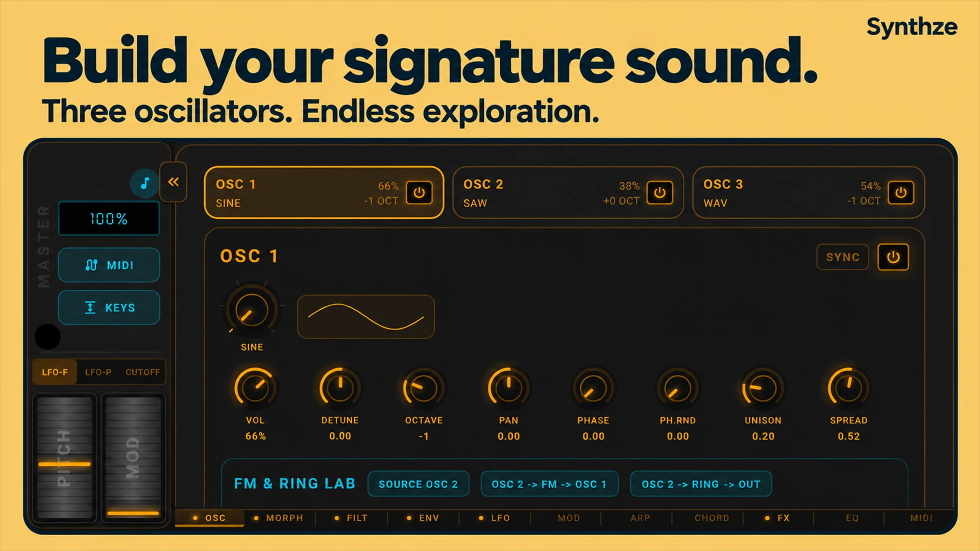 Three oscillators for your signature sound — phone