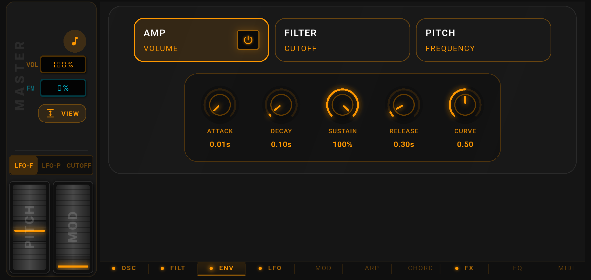 Synthze LFO and modulation matrix