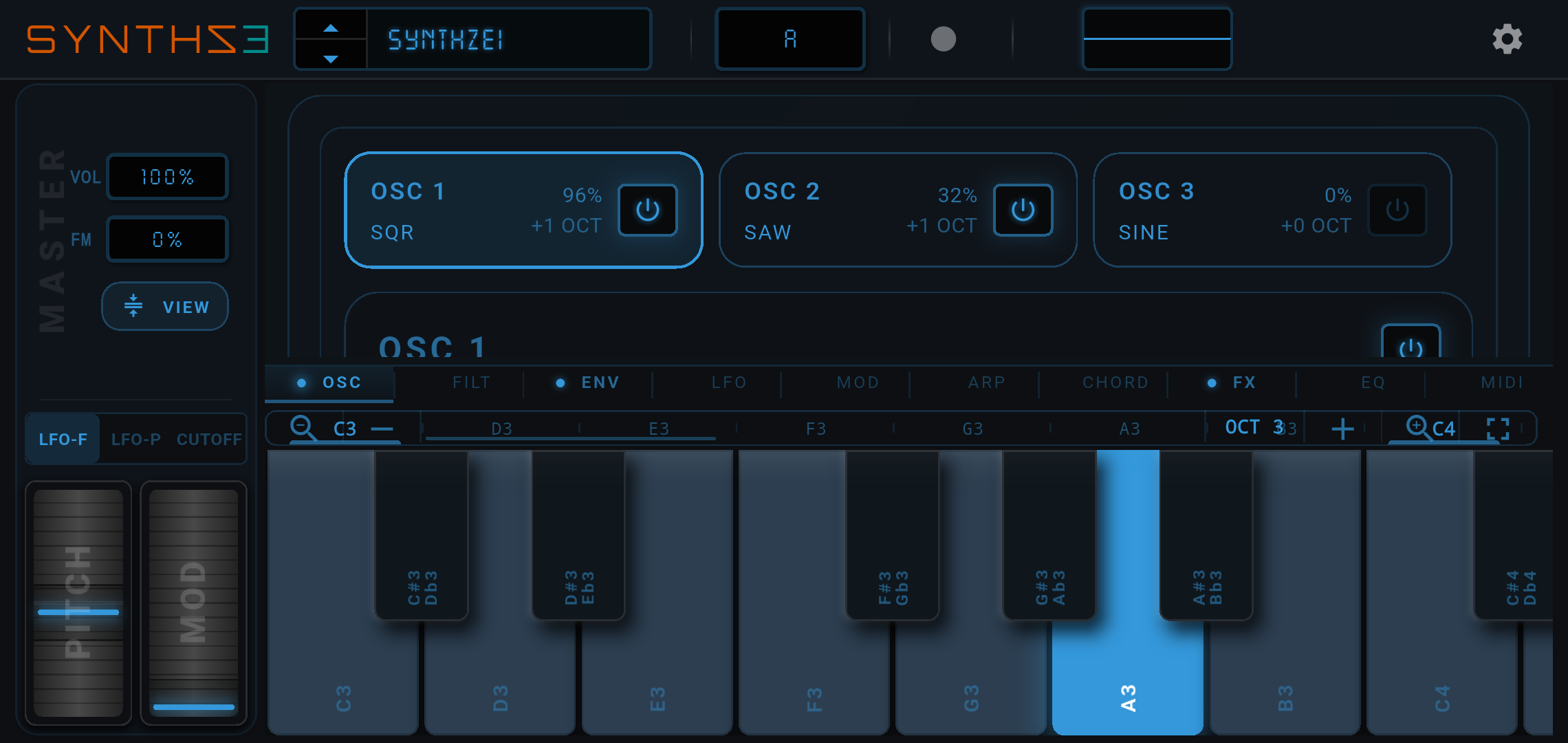 Synthze master output and limiting